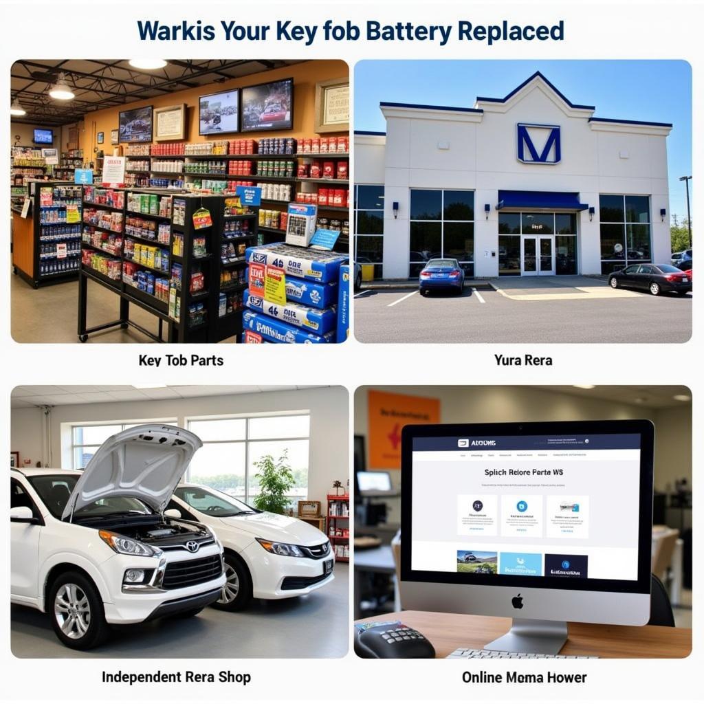 Key Fob Battery Replacement Options: Auto Parts Store, Dealership, Independent Repair Shop, Online Retailer