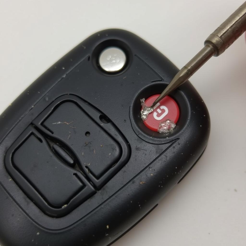 Inspecting Key Fob Button for Damage