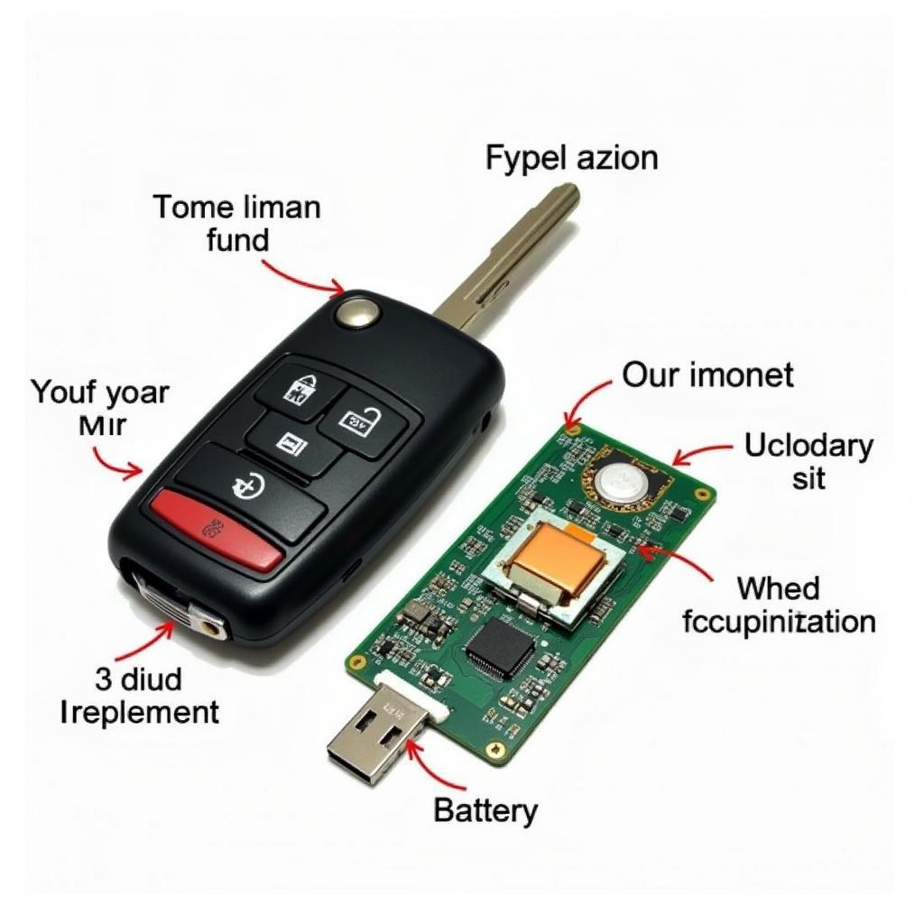 Key Fob Internal Components: Transponder Chip, Circuit Board, and Battery