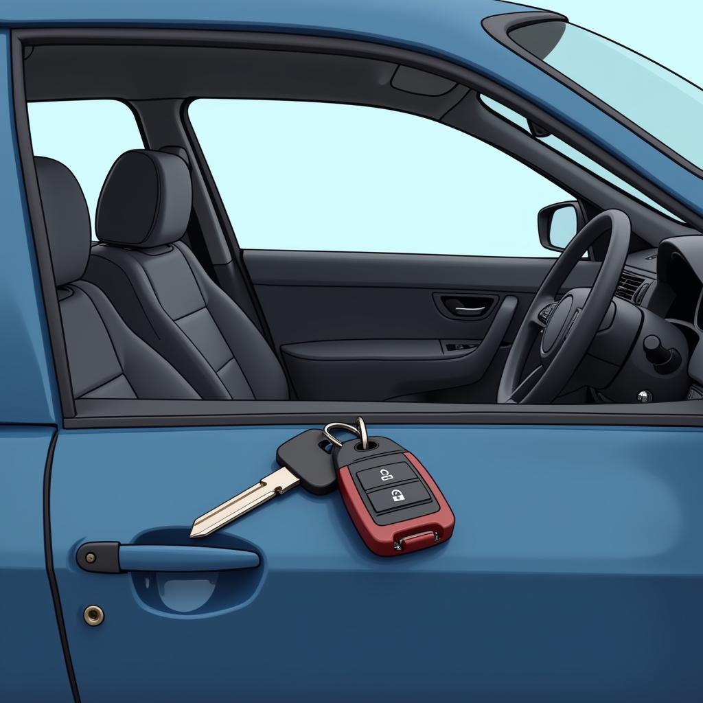 Key Fob Locked Inside a Car Illustration