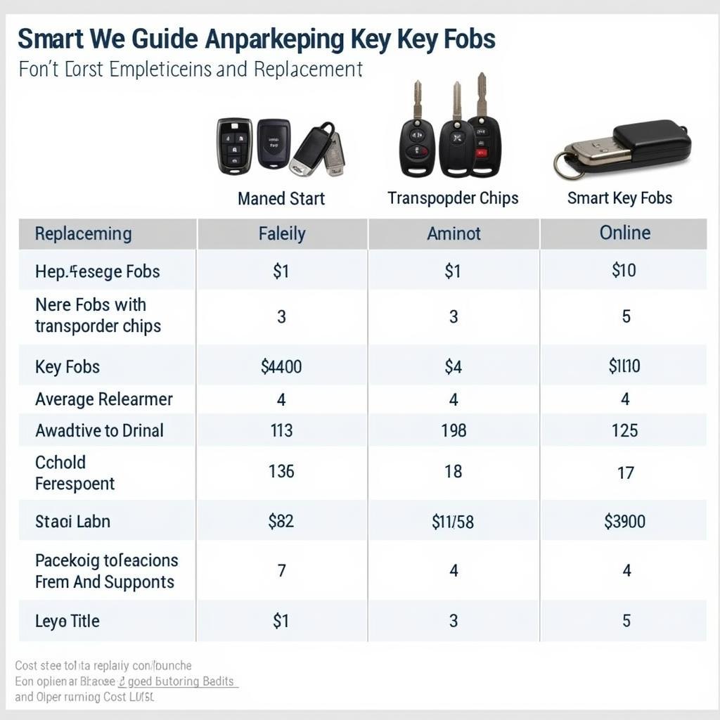 Key Fob Replacement Costs Comparison Chart