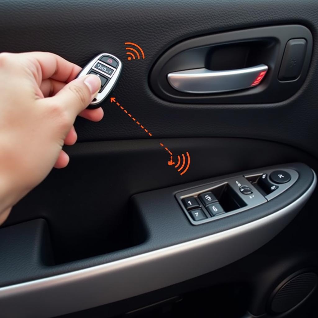 Key fob transmitting signal to car receiver