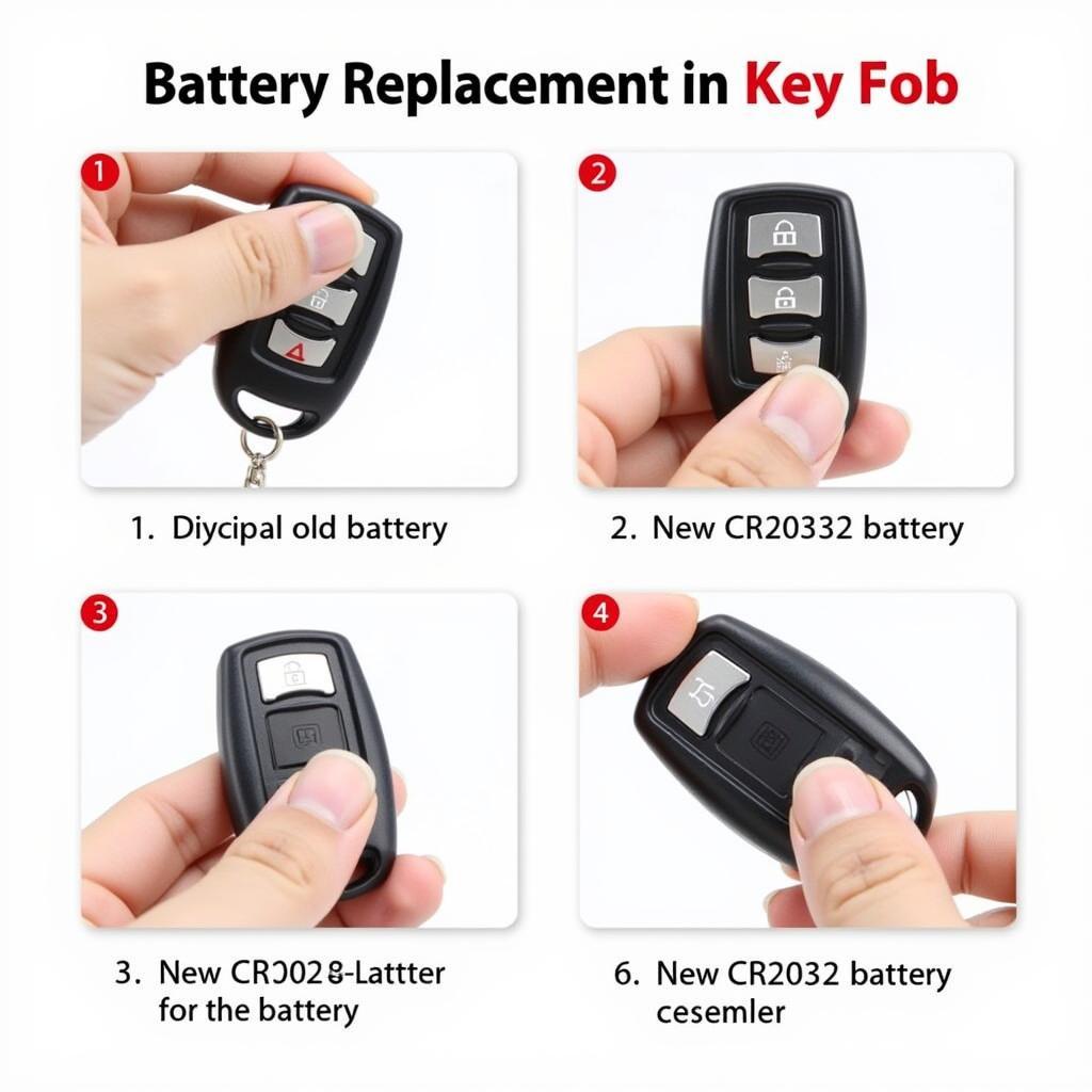 Replacing the CR2032 Battery in a Kia Sedona Key Fob: Step-by-step visual guide to replacing the key fob battery.