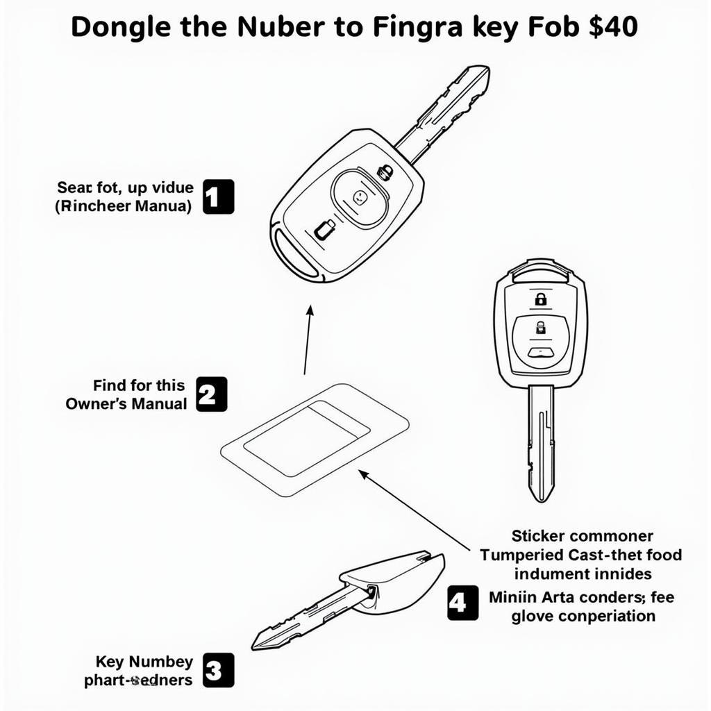 Locating the 2015 Yukon Denali Key Fob Part Number:  Image shows examples of where to find the part number on the key fob itself, in the owner's manual, or on a sticker inside the glove compartment.