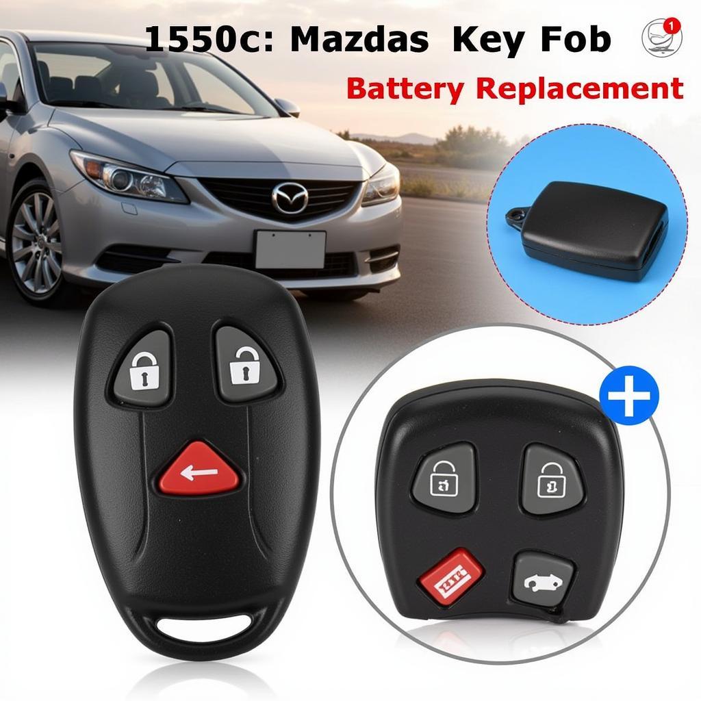 A fully assembled and functioning Mazda 6 key fob