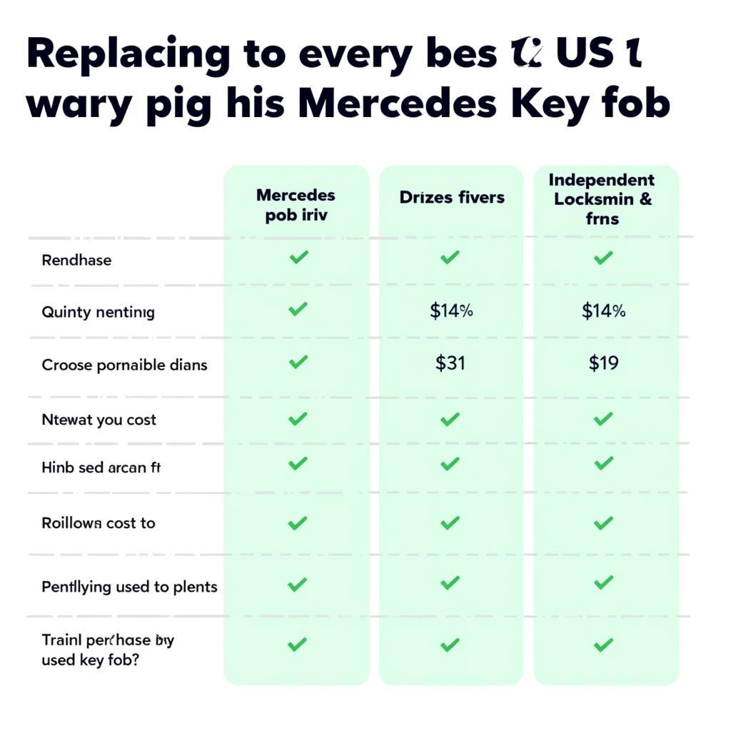 Comparing the cost of replacing a Mercedes key fob at a dealership, locksmith, and using a used key fob