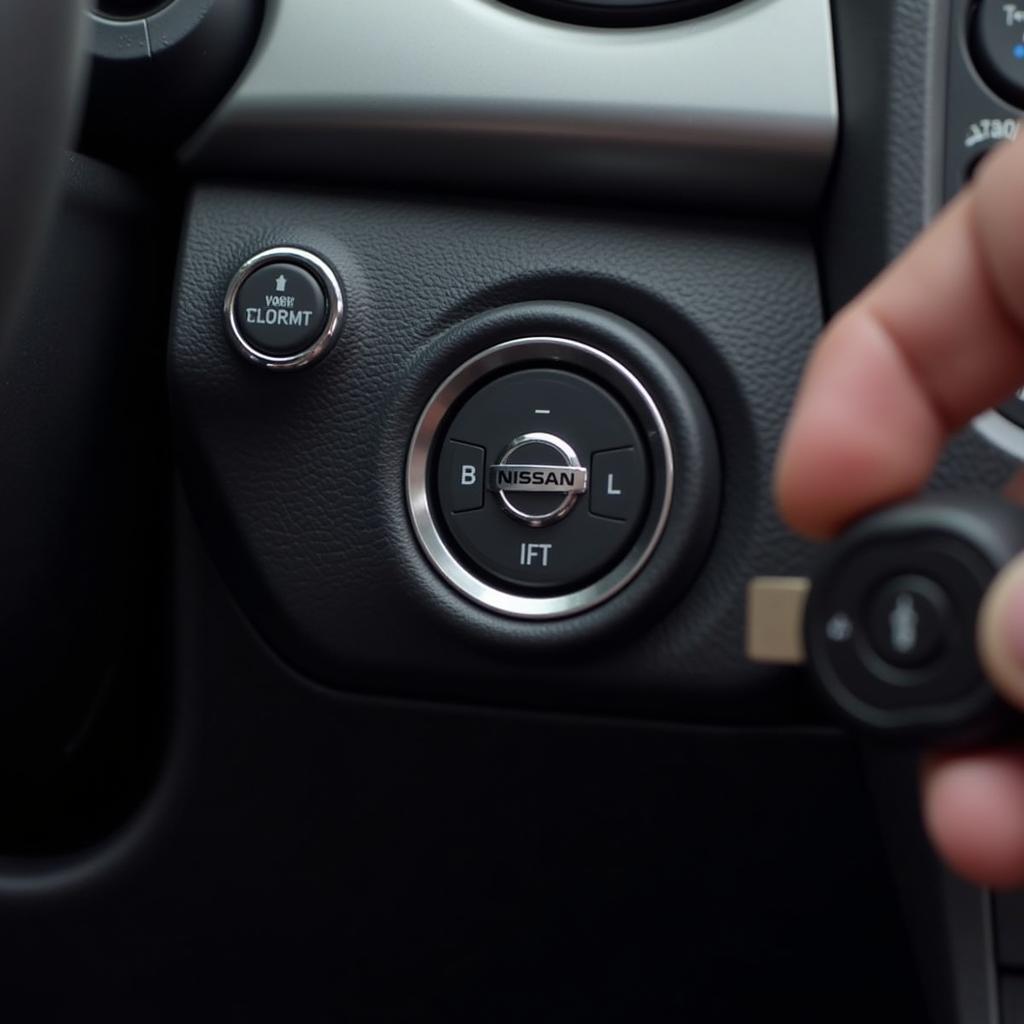 Nissan Altima key fob inserted in the ignition