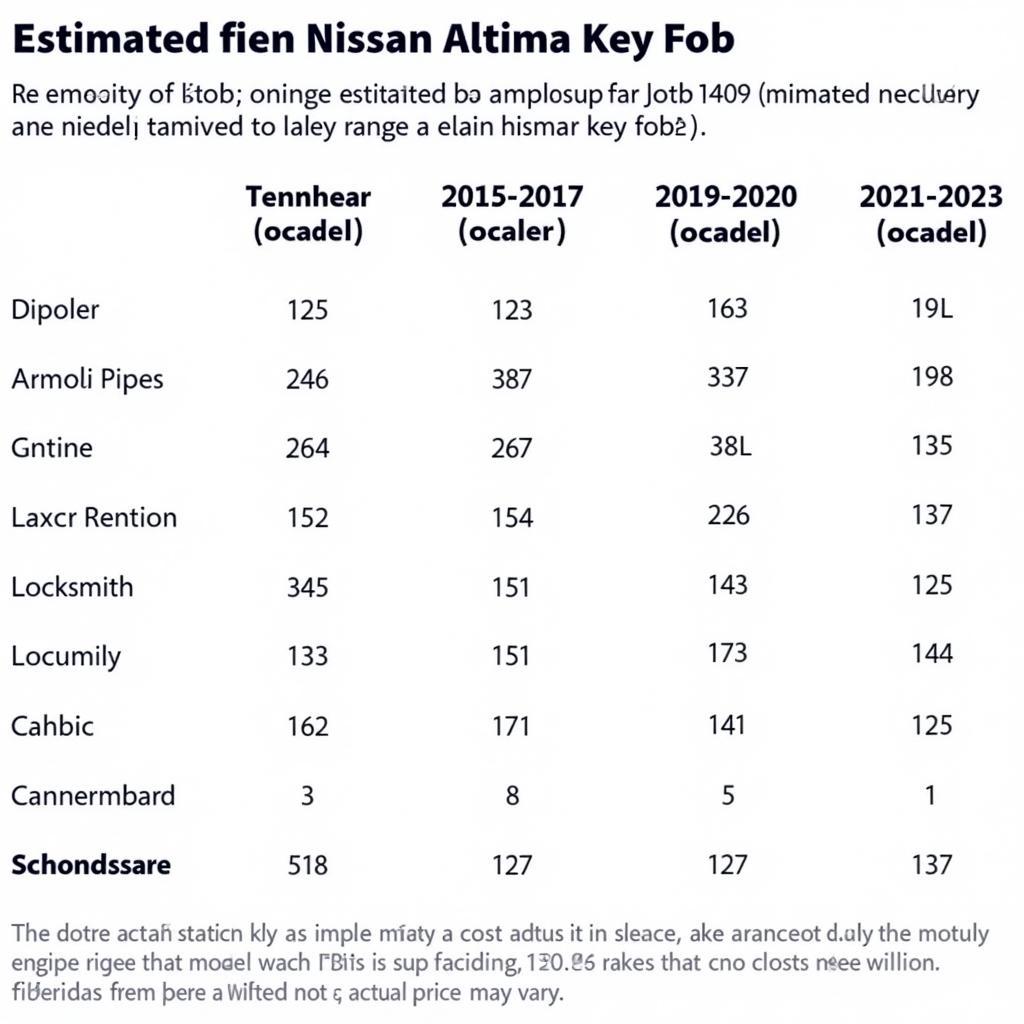 Nissan Altima Key Fob Replacement Cost Factors