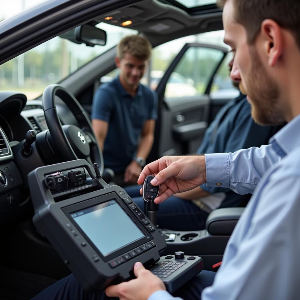 Programming a Nissan Altima key fob at a dealership