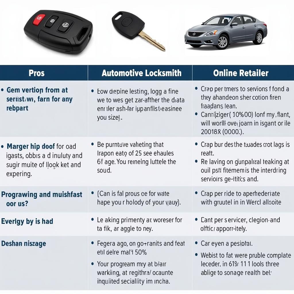 Nissan Key Fob Replacement Options: Comparing dealership, locksmith, and online retailer choices.