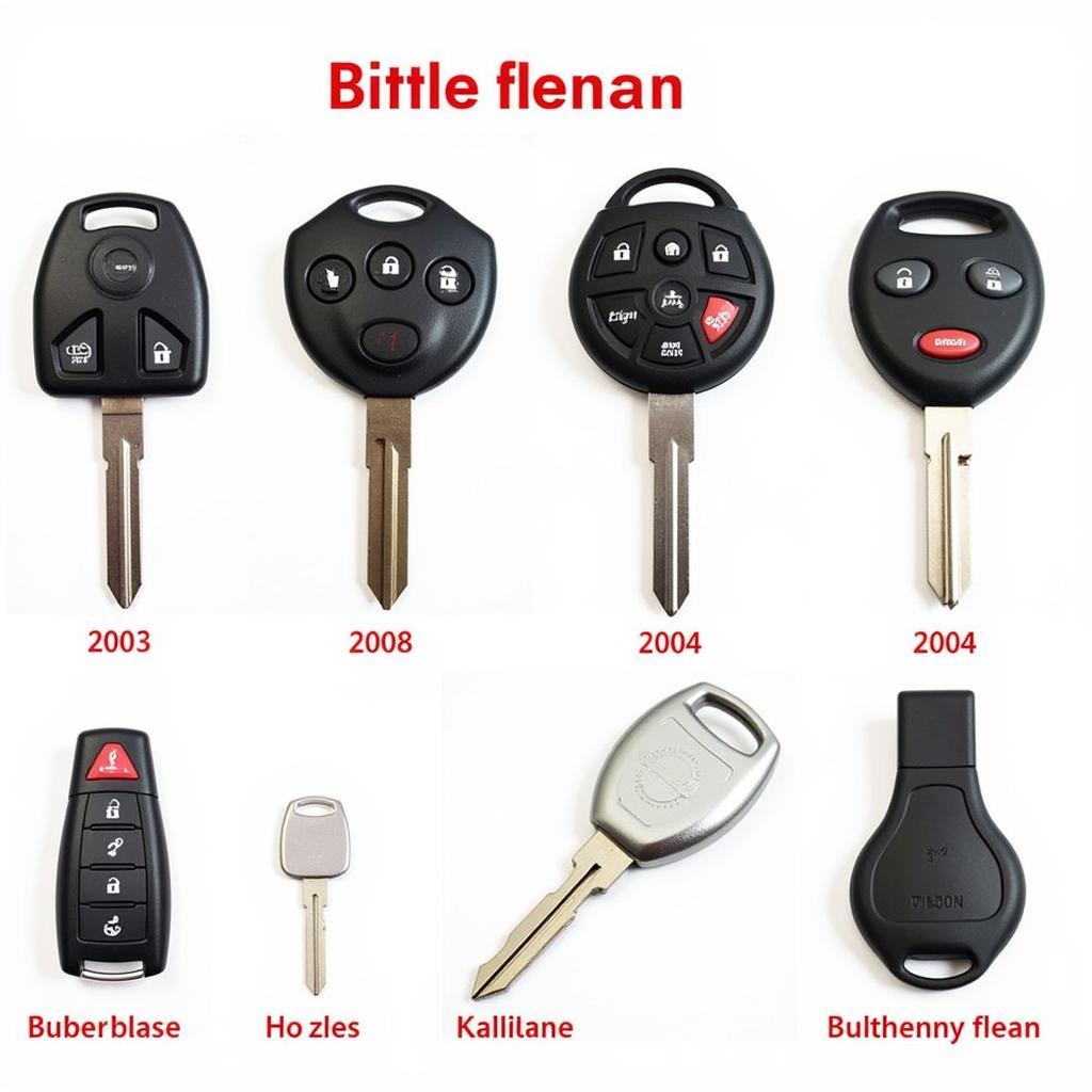 Nissan Key Fob Types and Models: Different key fobs used for various Nissan models.