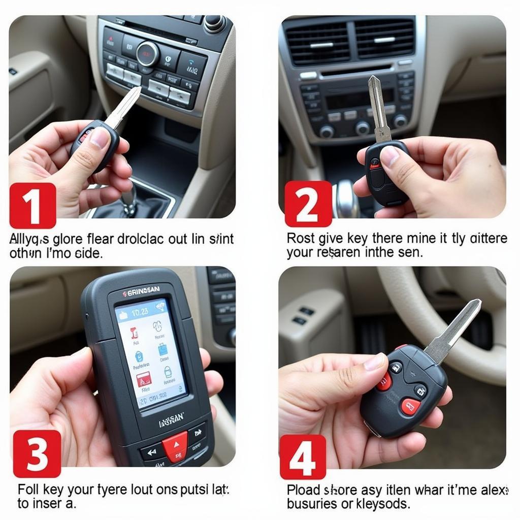 Nissan Murano Key Fob Programming Process: Step-by-step guide on programming the key fob using diagnostic tools.