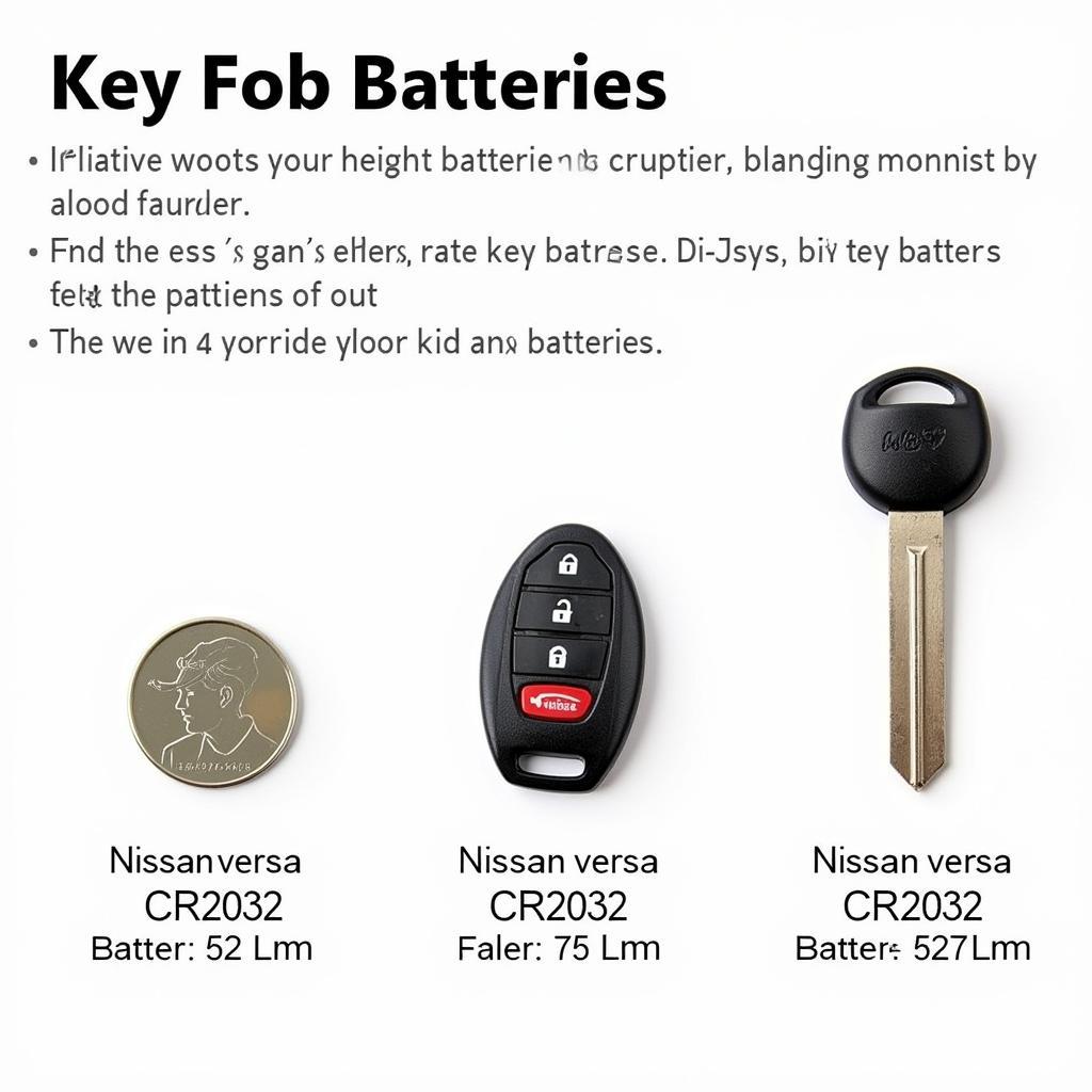 Different types of key fob batteries for Nissan Versa models