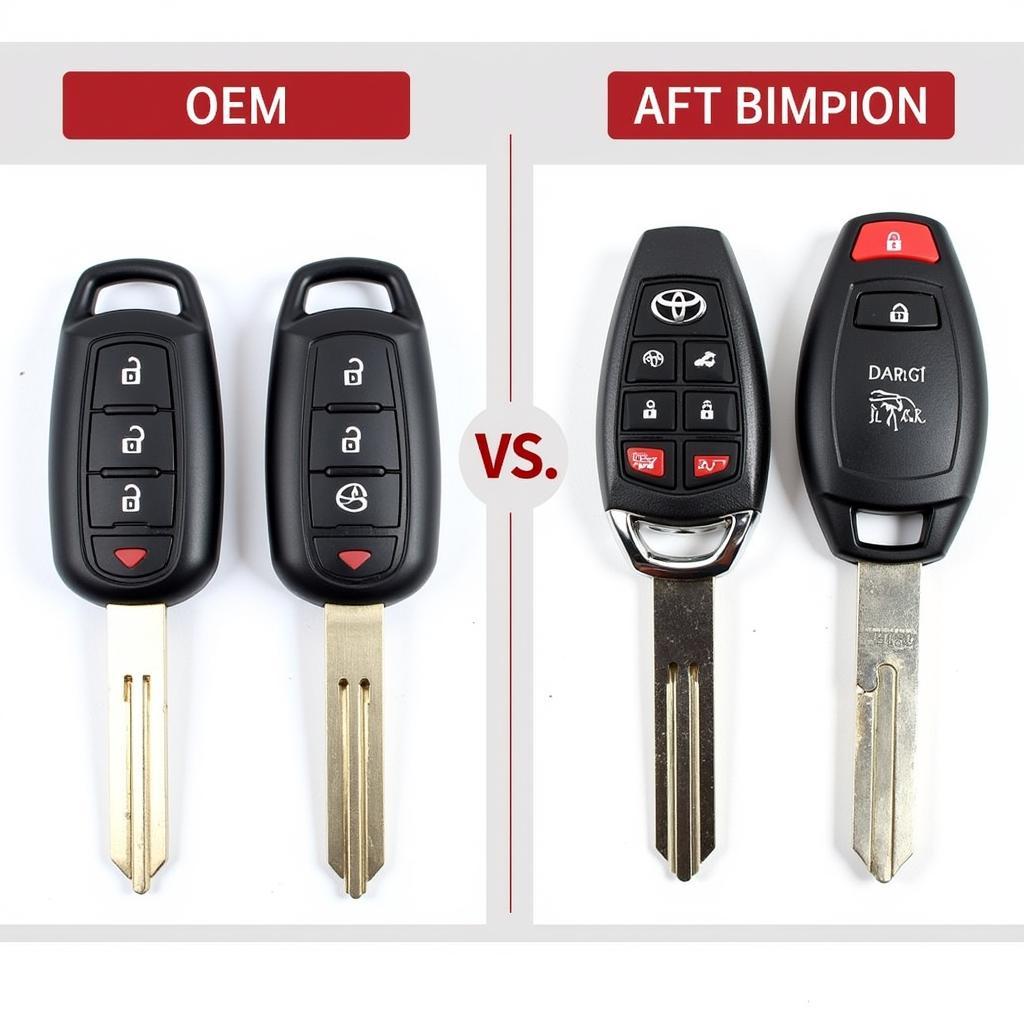 Comparing OEM and Aftermarket Key Fobs for a 2014 Toyota FJ Cruiser: Differences in quality, features, and price.