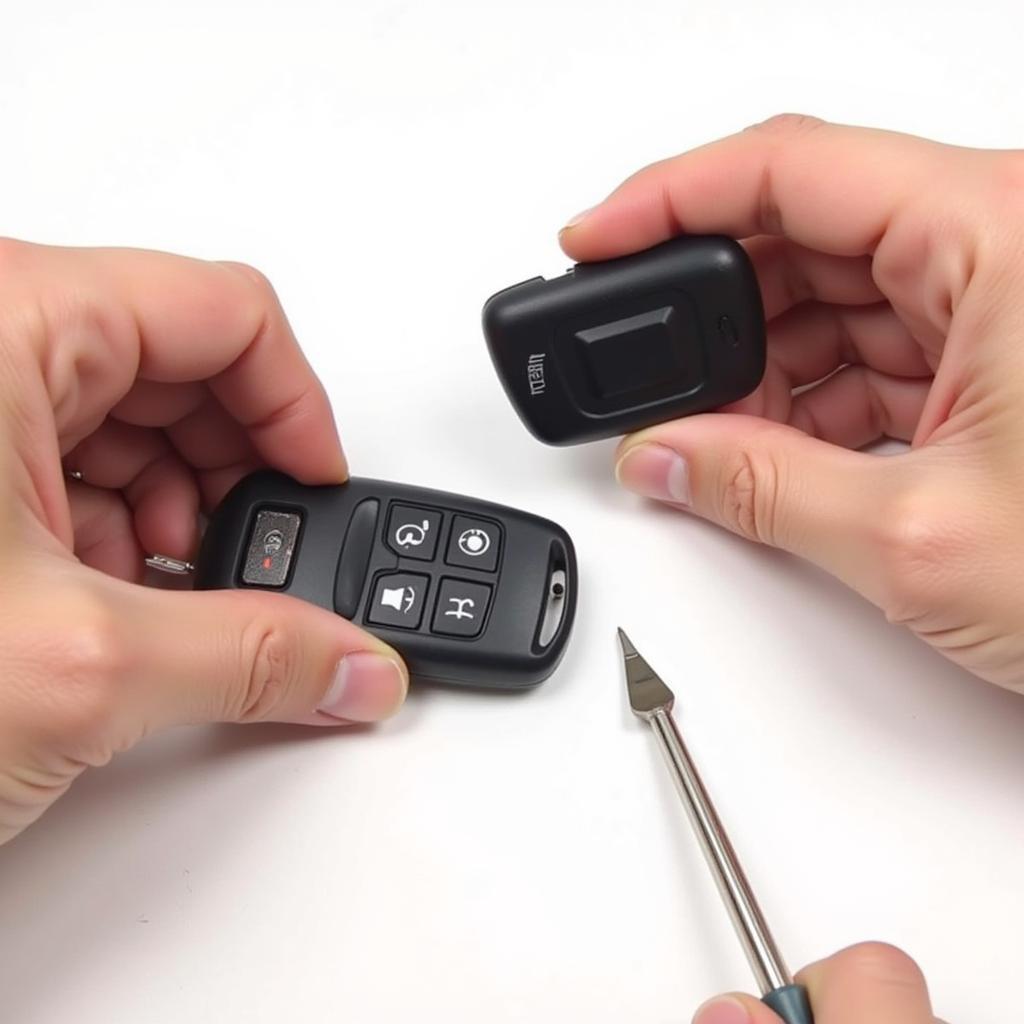 Opening the key fob of a 2021 Nissan Rogue