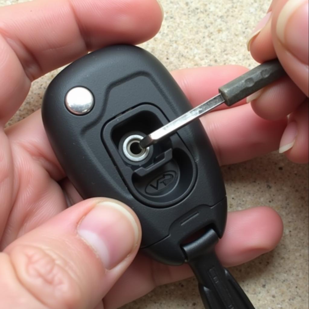 Opening the 2011 Ford Edge Key Fob Case with a Small Screwdriver