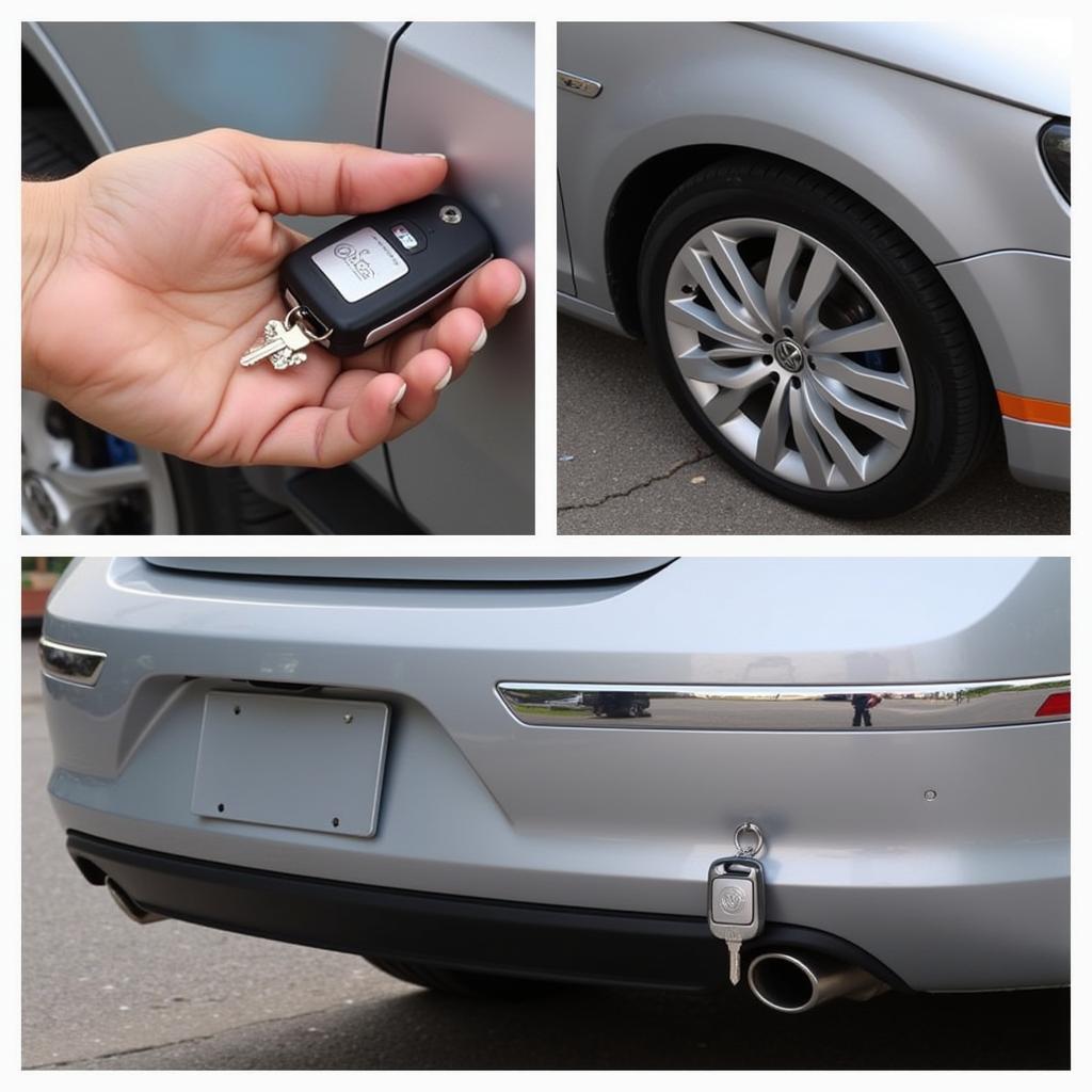 Preventing VW CC Lockouts - Image of a person storing a spare car key in a magnetic key holder hidden under their car.