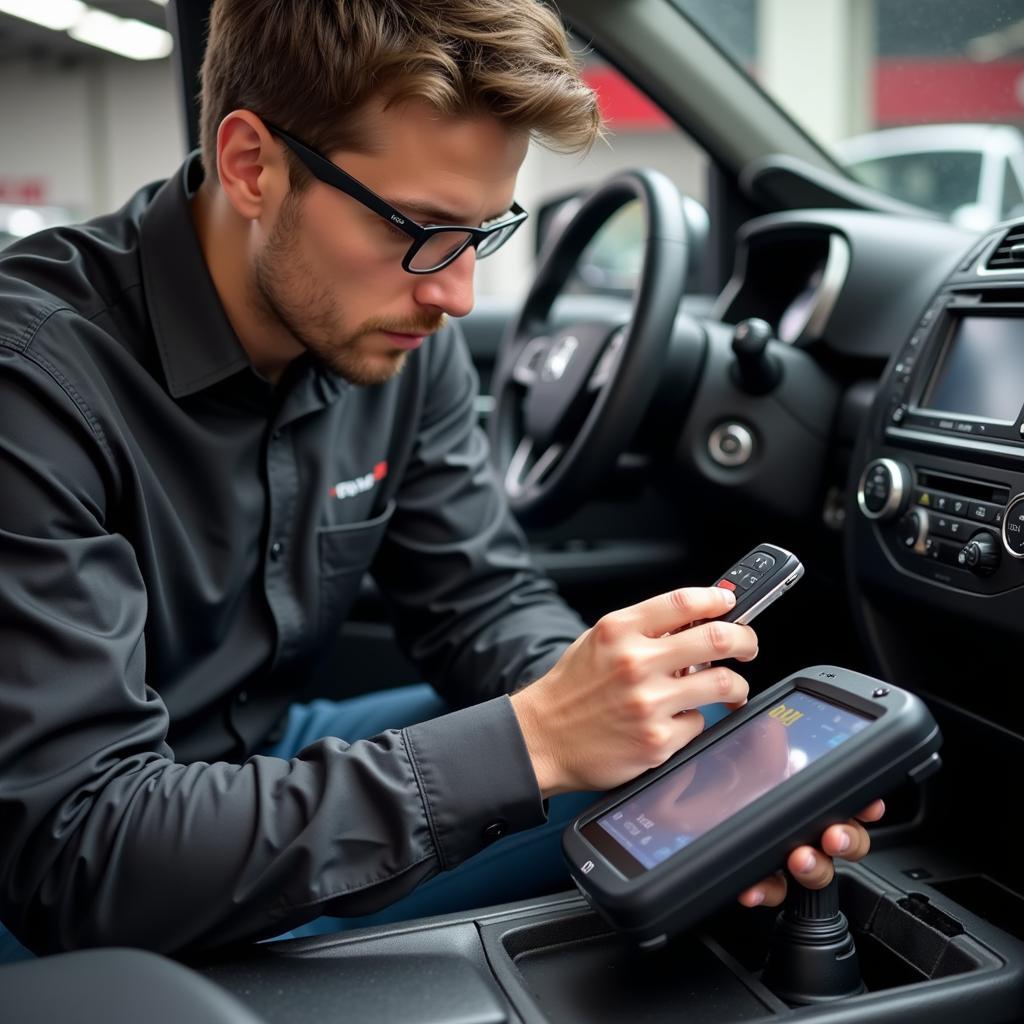 Professional Reprogramming of a 2008 Honda Pilot Key Fob at a Dealership