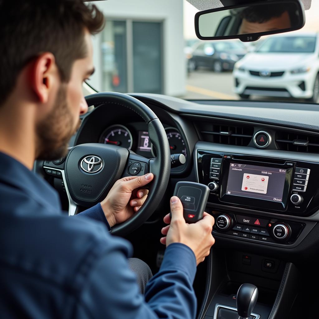 Professional Key Fob Programming Service at a Car Dealership