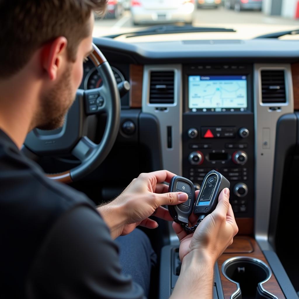 Programming a 2008 Lincoln Navigator Key Fob with Diagnostic Equipment at a Dealership