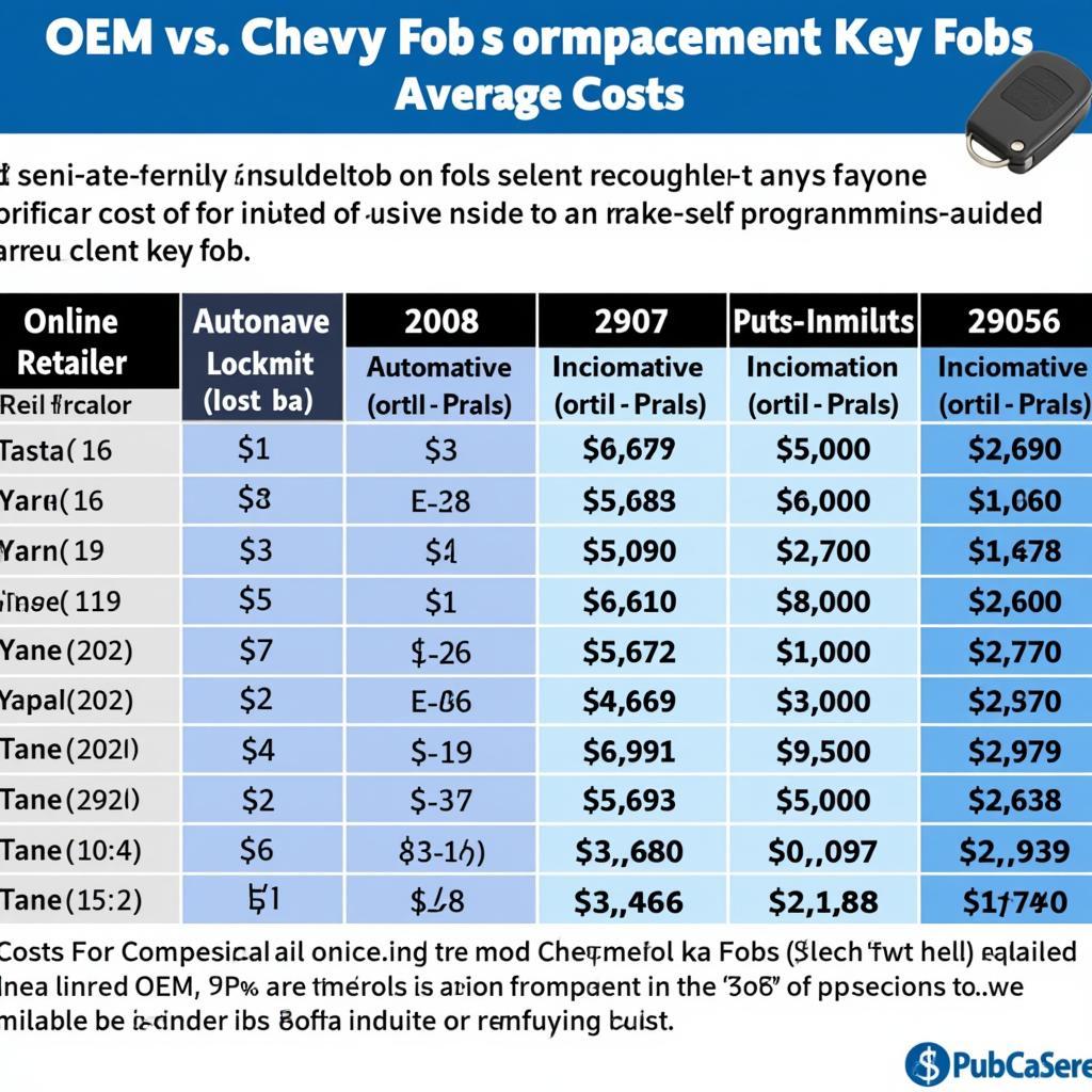 Chevy Key Fob Replacement Cost Comparison