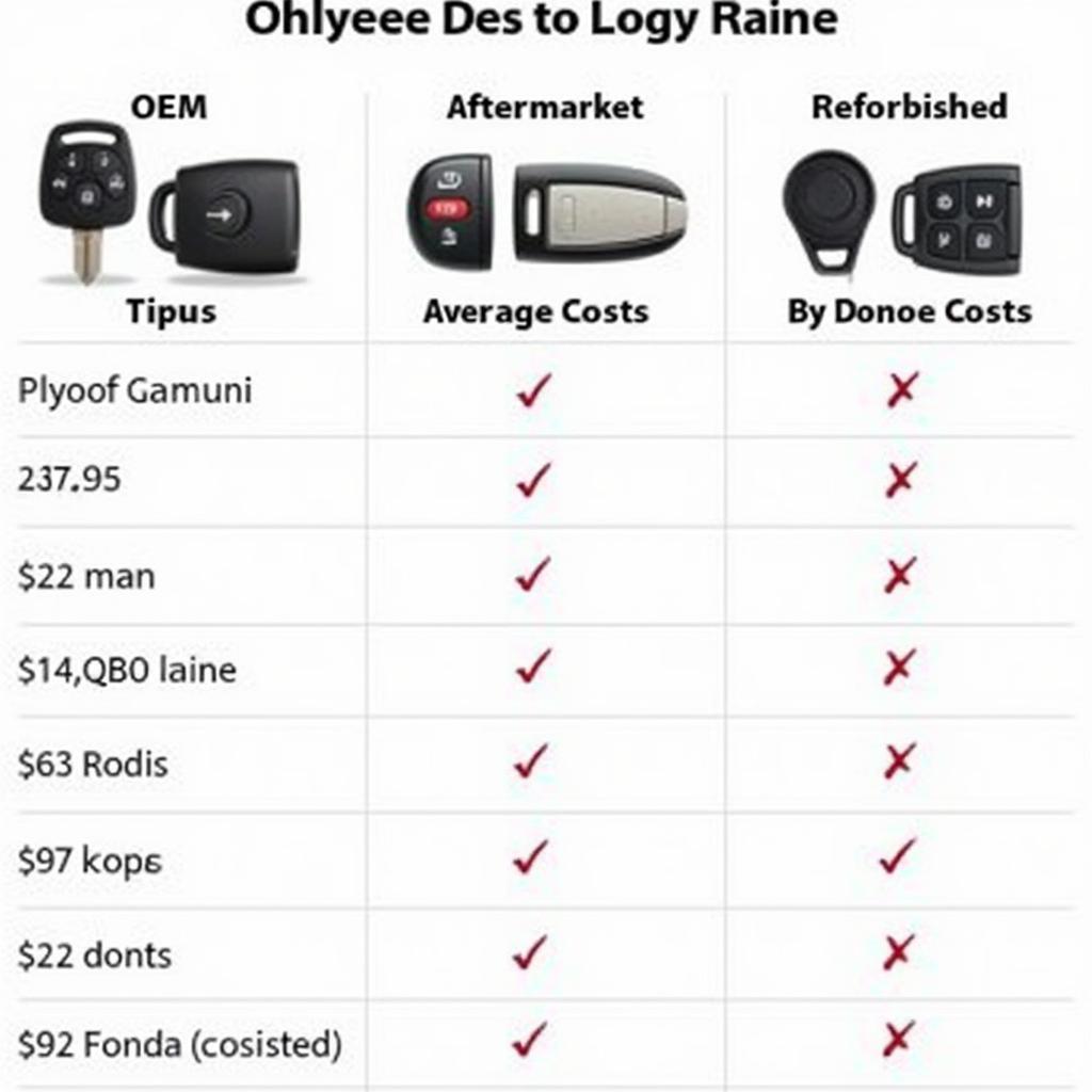 Cost Factors for a Replacement Honda Odyssey Key Fob