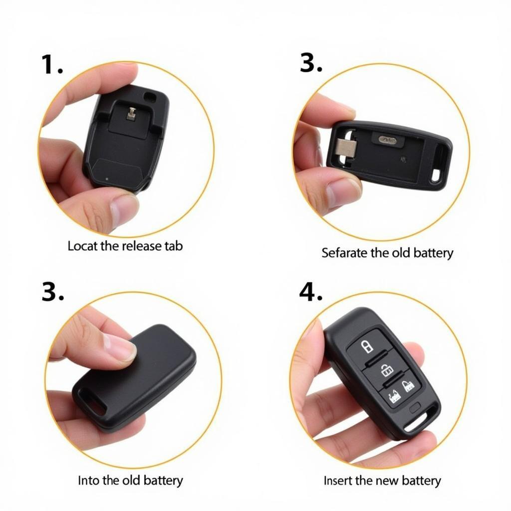 Step-by-step process of replacing the battery in a 2005 Chevy Silverado key fob.