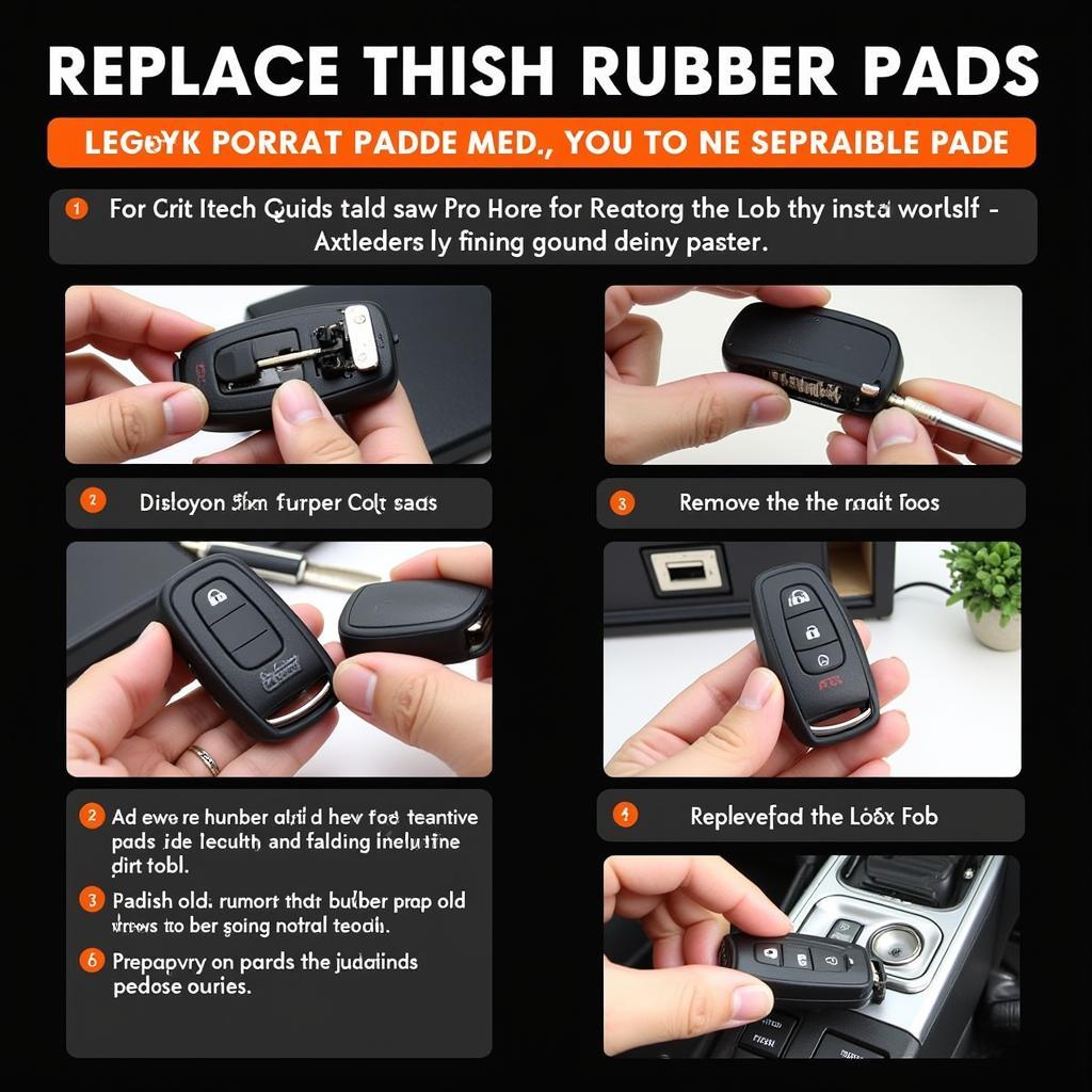 Step-by-step guide to replacing the rubber pads on a 2006 Chrysler 300 key fob.