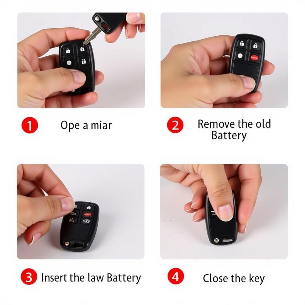 Replacing the 2006 Honda Odyssey Key Fob Battery: Step-by-step visual guide to removing the old battery and inserting the new one.