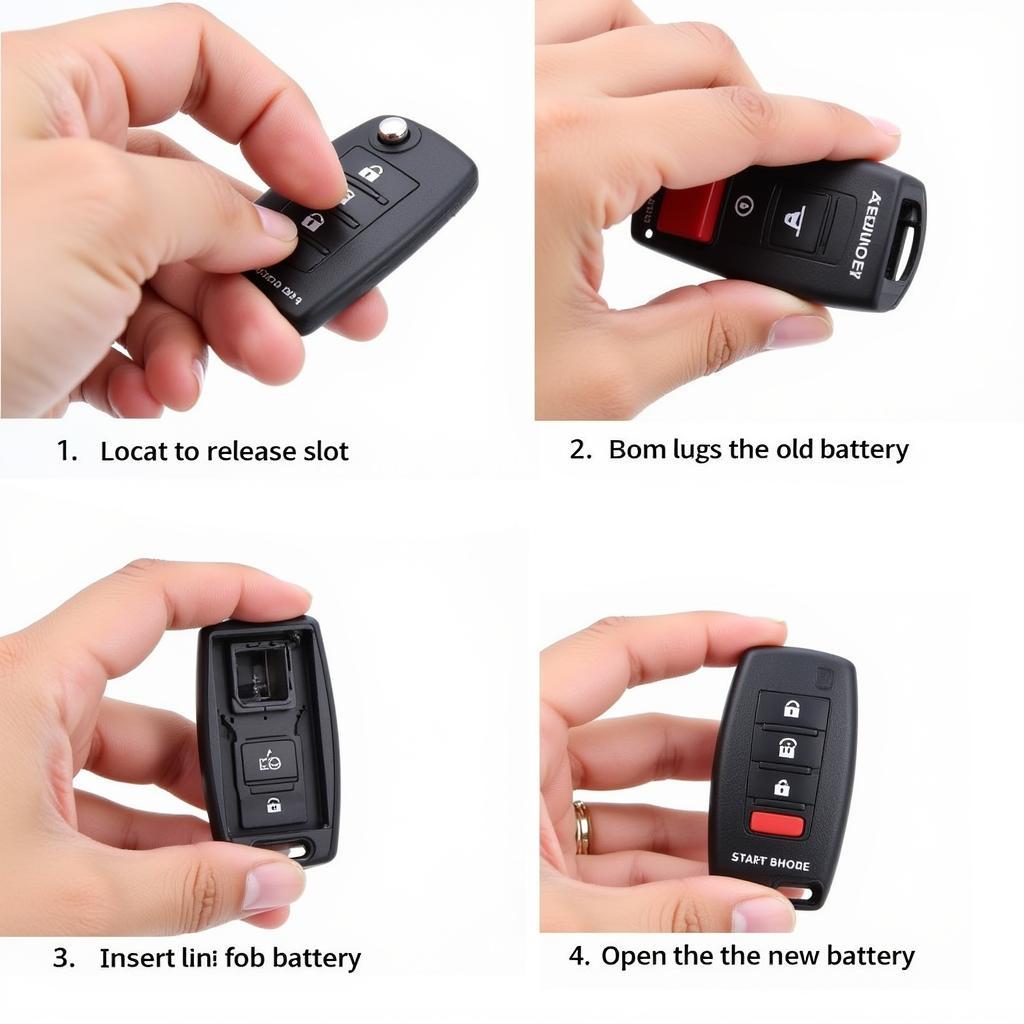 Step-by-step process of replacing the battery in a 2007 Toyota Camry Hybrid key fob.