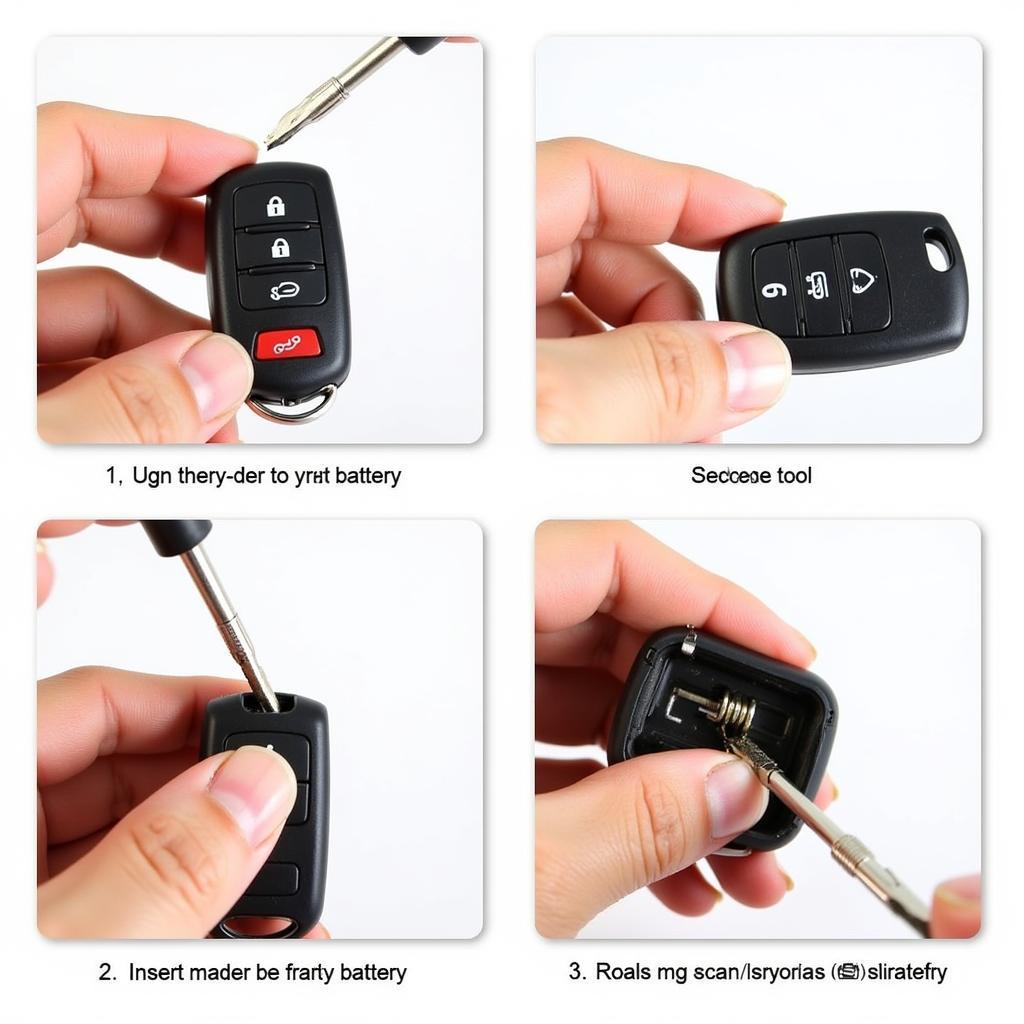 Replacing the CR2032 battery in a 2016 Nissan Juke key fob:  Step-by-step instructions.