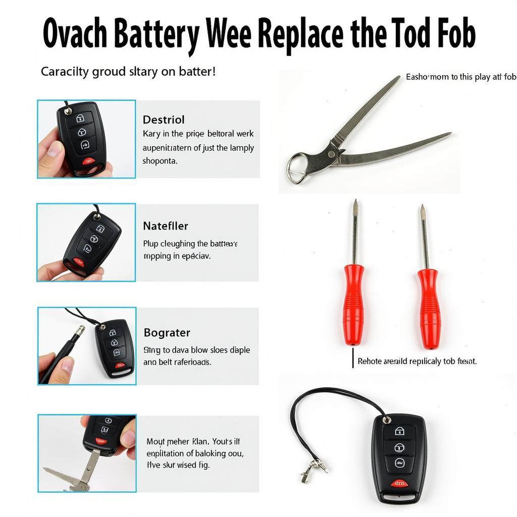 Replacing the 2017 Maserati Ghibli Key Fob Battery: Step-by-step visual guide showing how to open the key fob, remove the old battery, and install the new one.