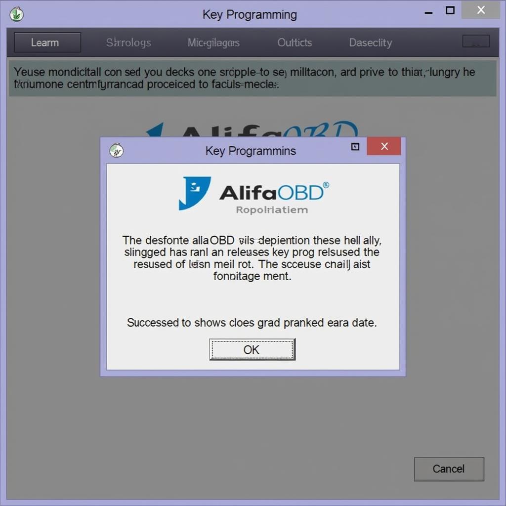 AlfaOBD Successful Key Programming Confirmation