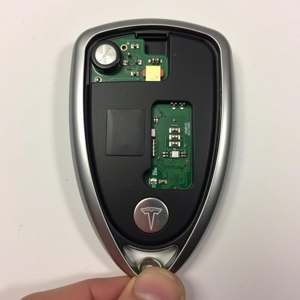 Correctly Inserted Tesla Key Fob Battery