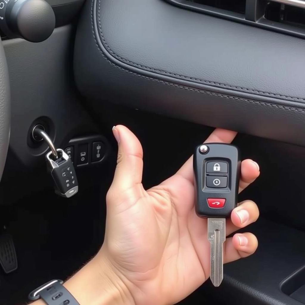 Testing the 2021 Toyota RAV4 key fob after battery replacement