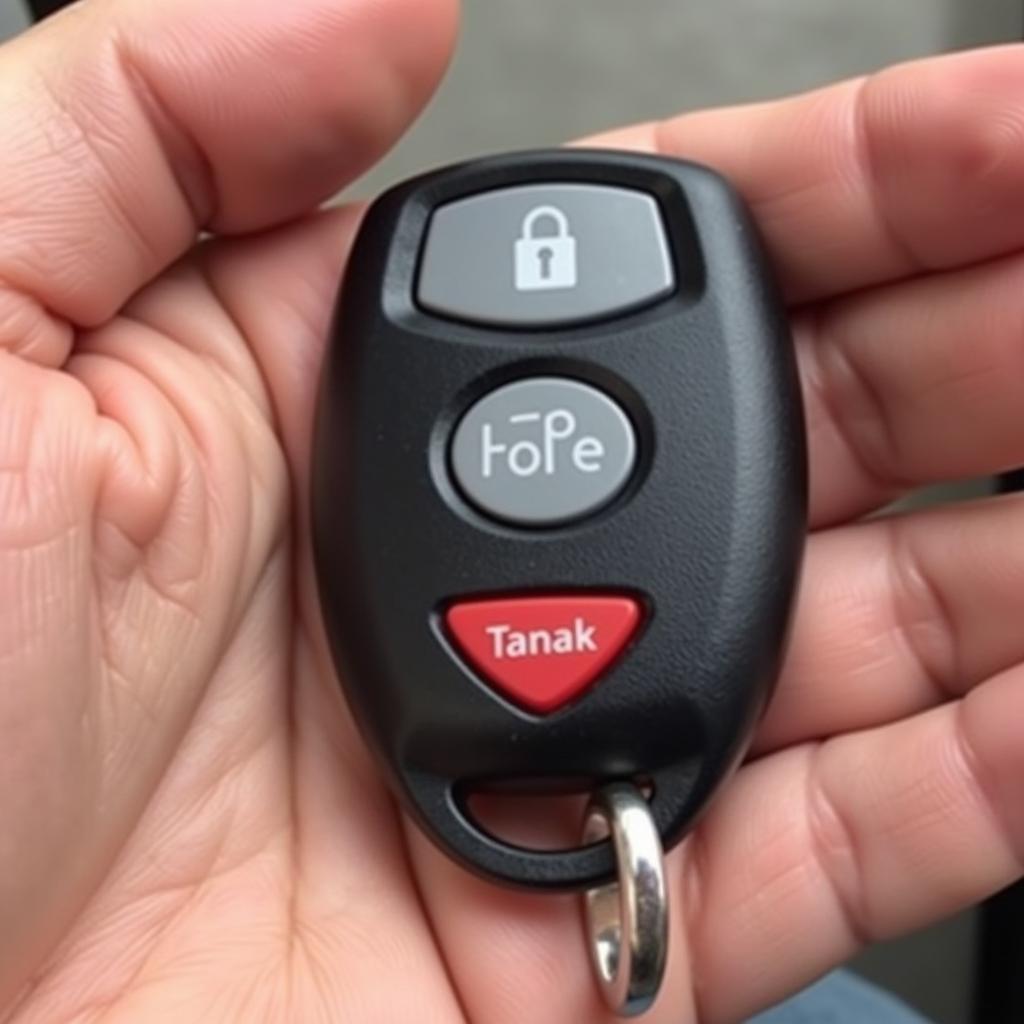 Hand holding a Toyota Highlander key fob