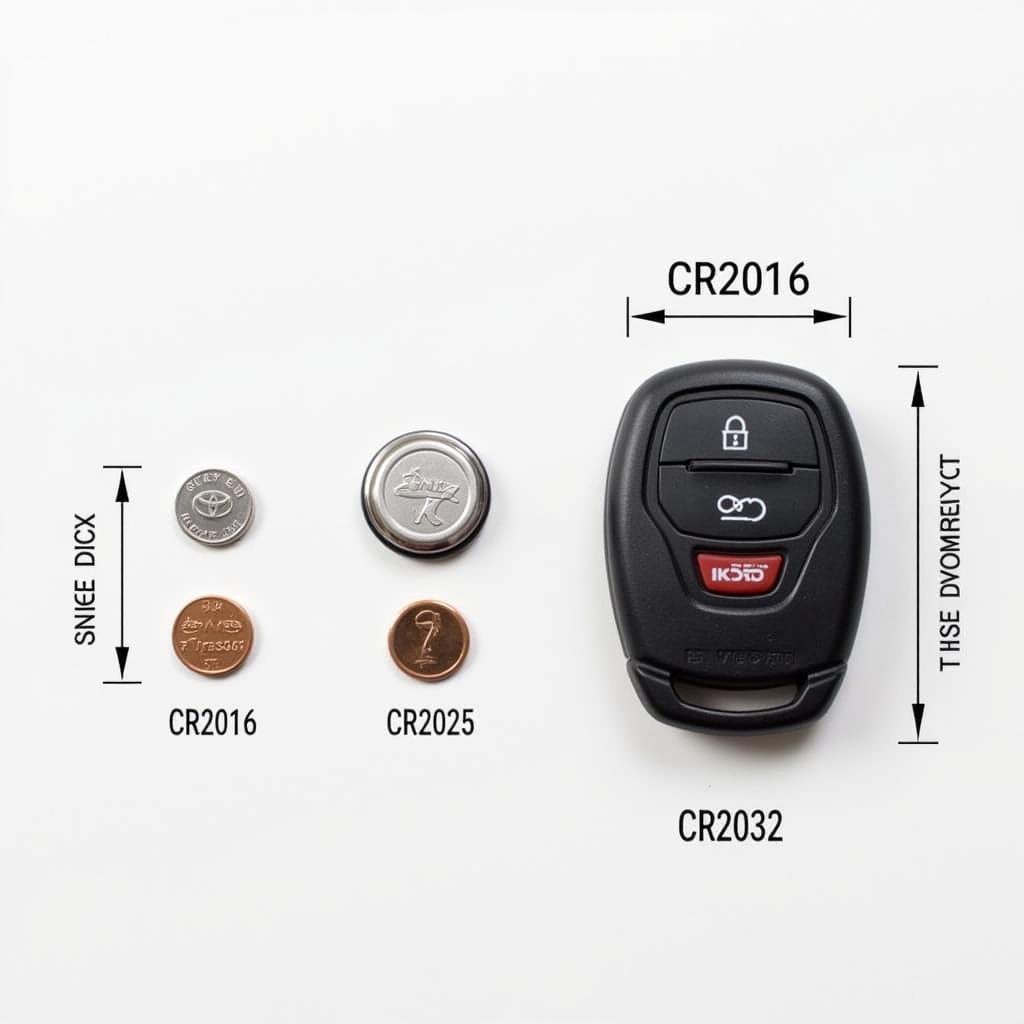 Comparison of Common Toyota Key Fob Battery Sizes