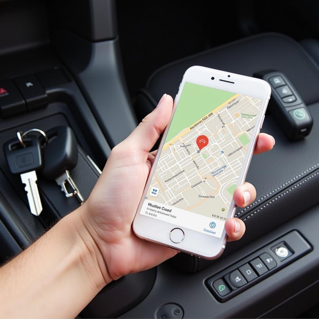 Using a smartphone app to locate a missing car key fob.