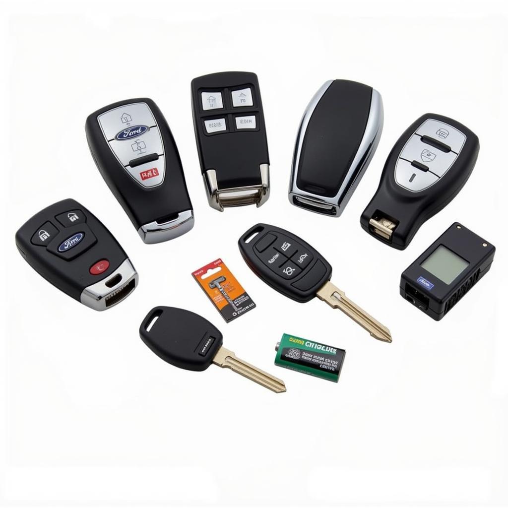 Various Ford key fobs and their respective batteries