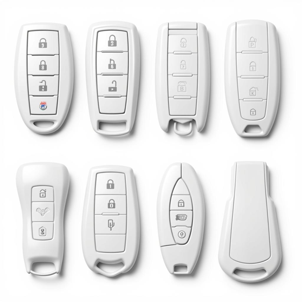 Various White Key Fobs from Different Car Manufacturers