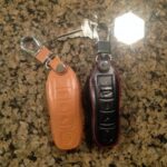 Brown leather Porsche key fob cover