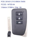 Lexus NX key fob with three buttons: lock, unlock, and tailgate open.