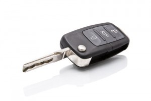 Volkswagen car key fob with buttons and key bit