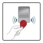 Apartment key fob copying process illustrating RFID technology and potential security concerns for key fob replacement in apartments.